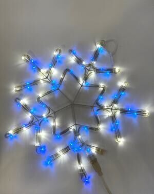 LED Snowflake Window Light Blue White Christmas Decor 18" Indoor Outdoor